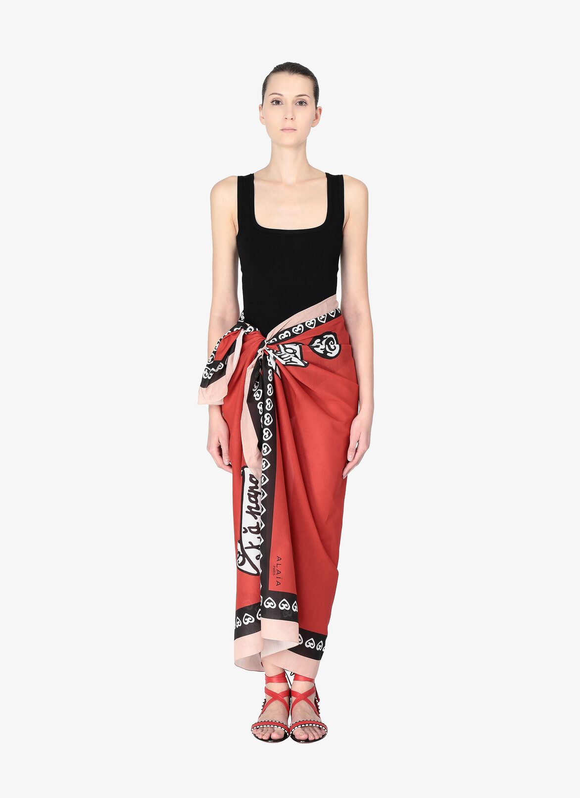 Cotton Pareo ALAÏA RED/BLACK COTTON PAREO